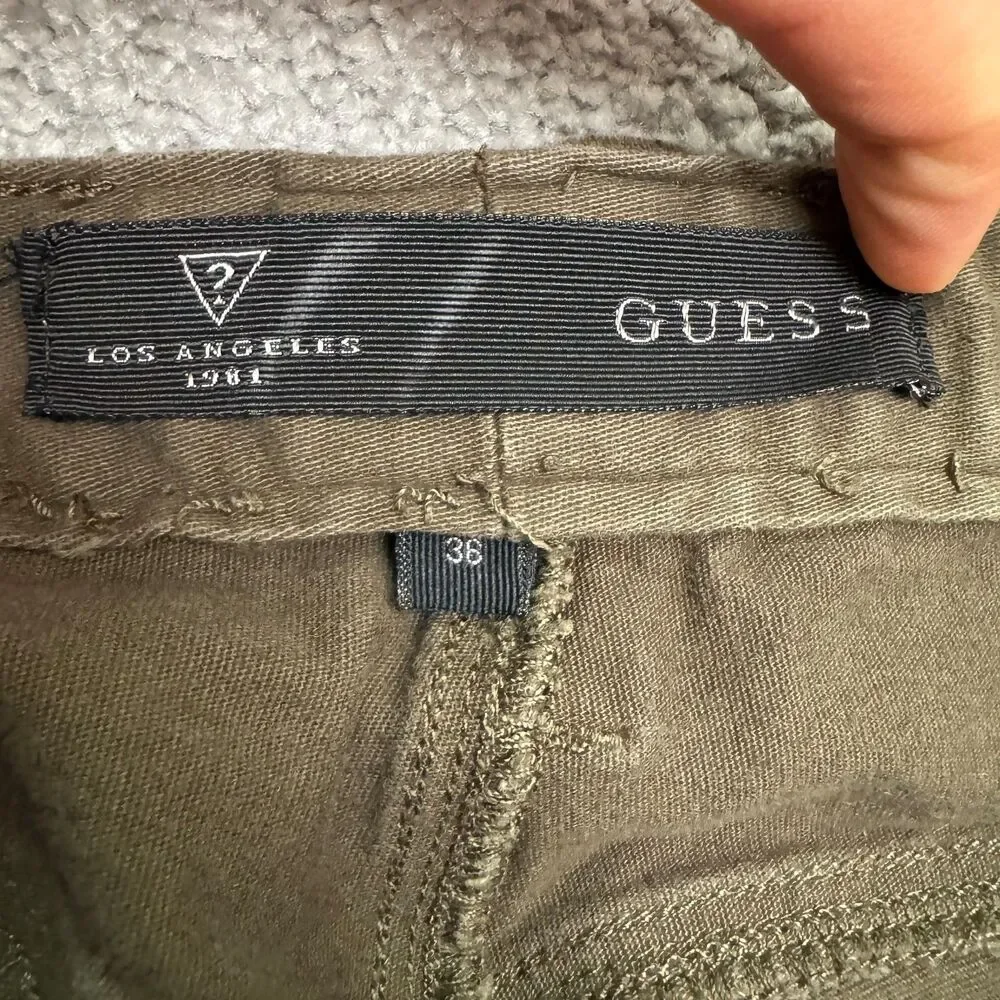 Guess Straight Leg Denim Jeans Mens 36 Olive Green 5-Pocket Casual Stretch 33x28